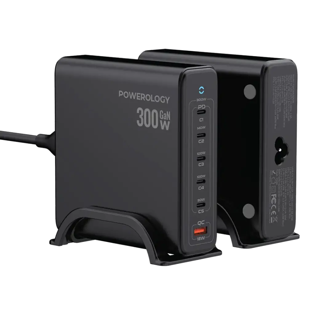 Powerology Volt-X GaN 300W Smart Desktop Charger - Black