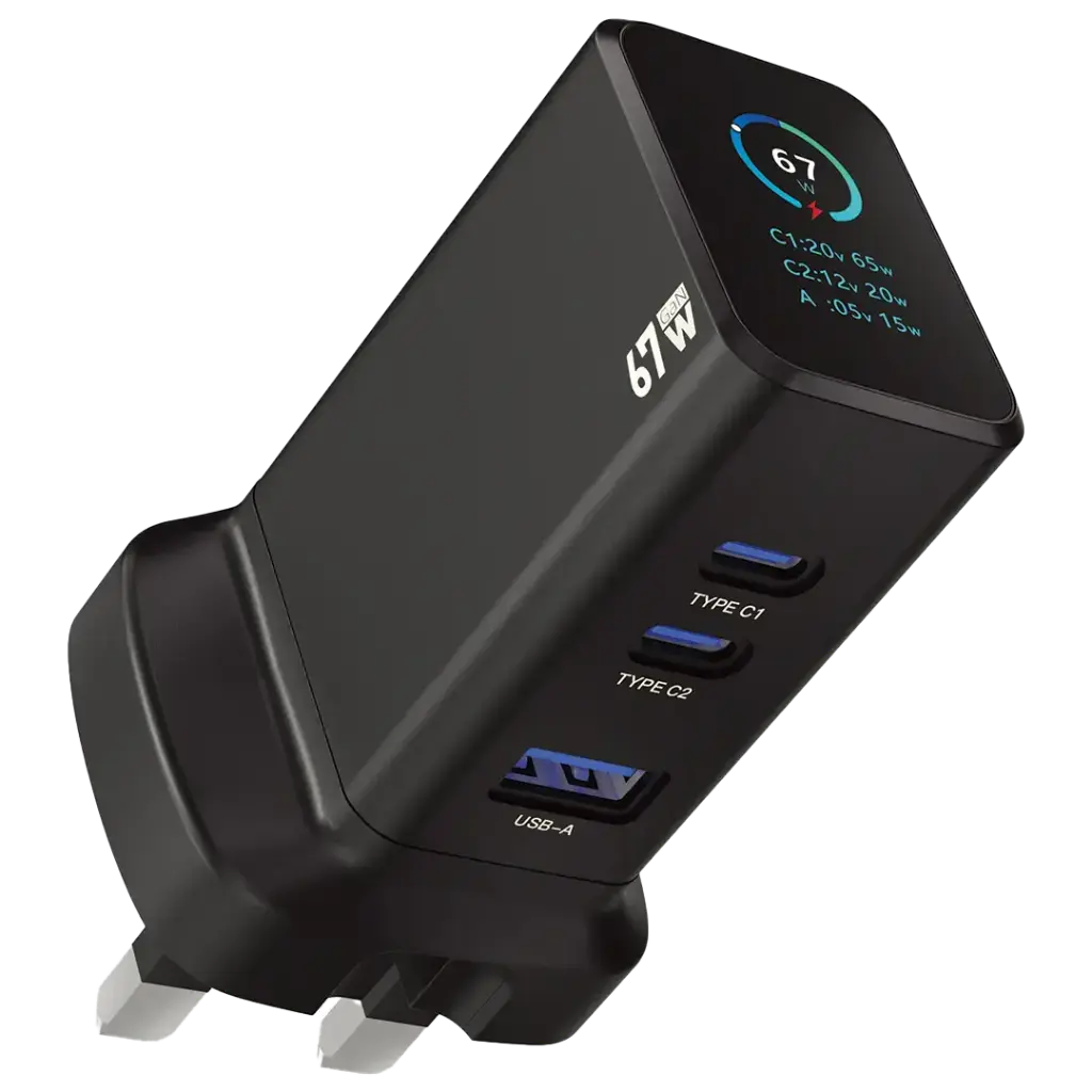Powerology GaNex 67W Multi-Port Adapter - Black