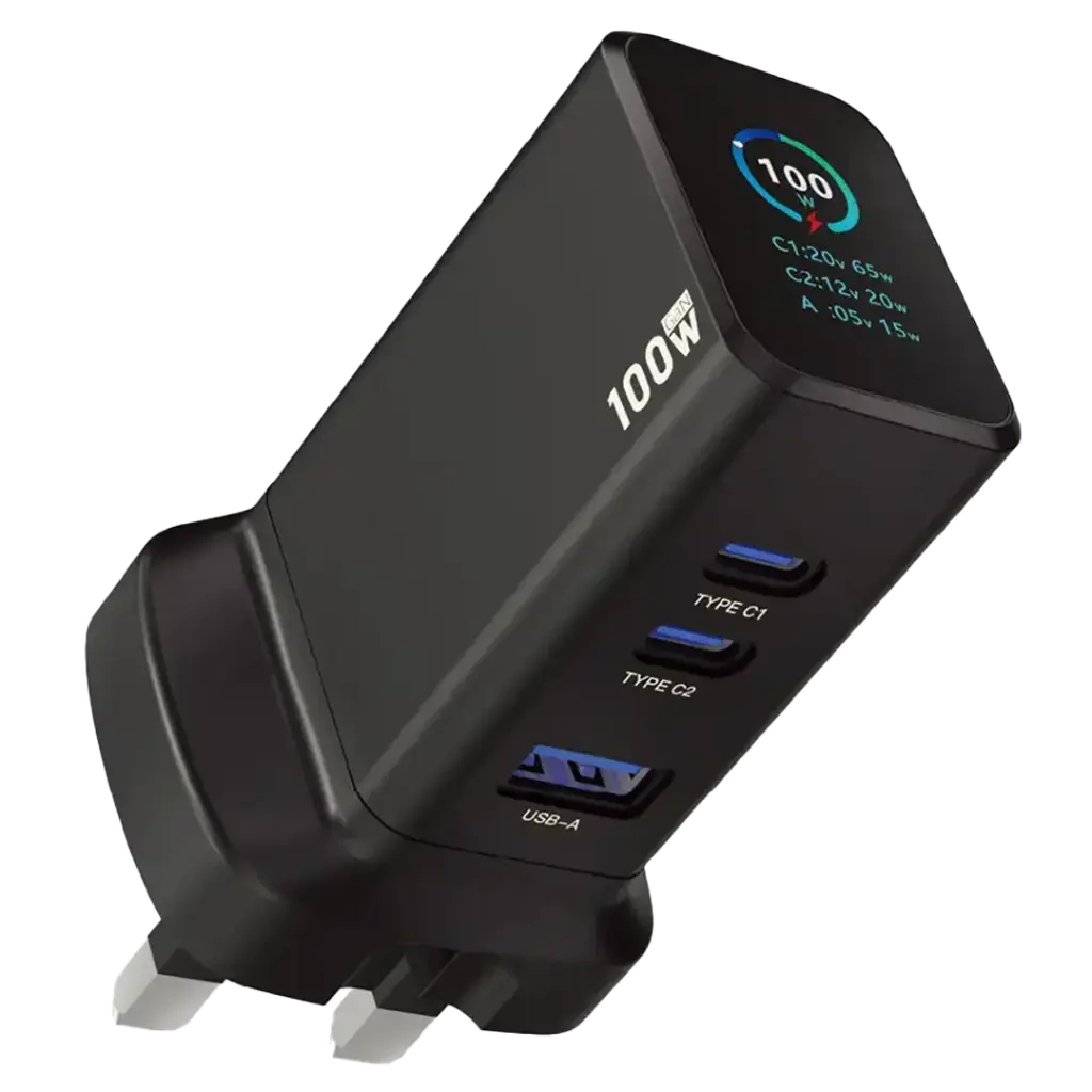 Powerology GaNex 100W Multi-Port Adapter - Black