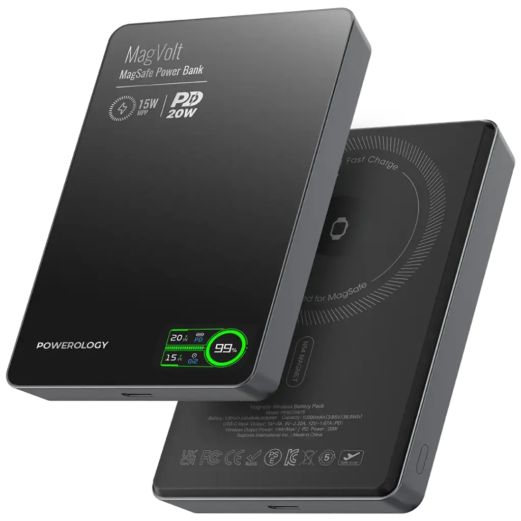 Powerology MagVolt 10000mAh Magnetic Power Bank - Black