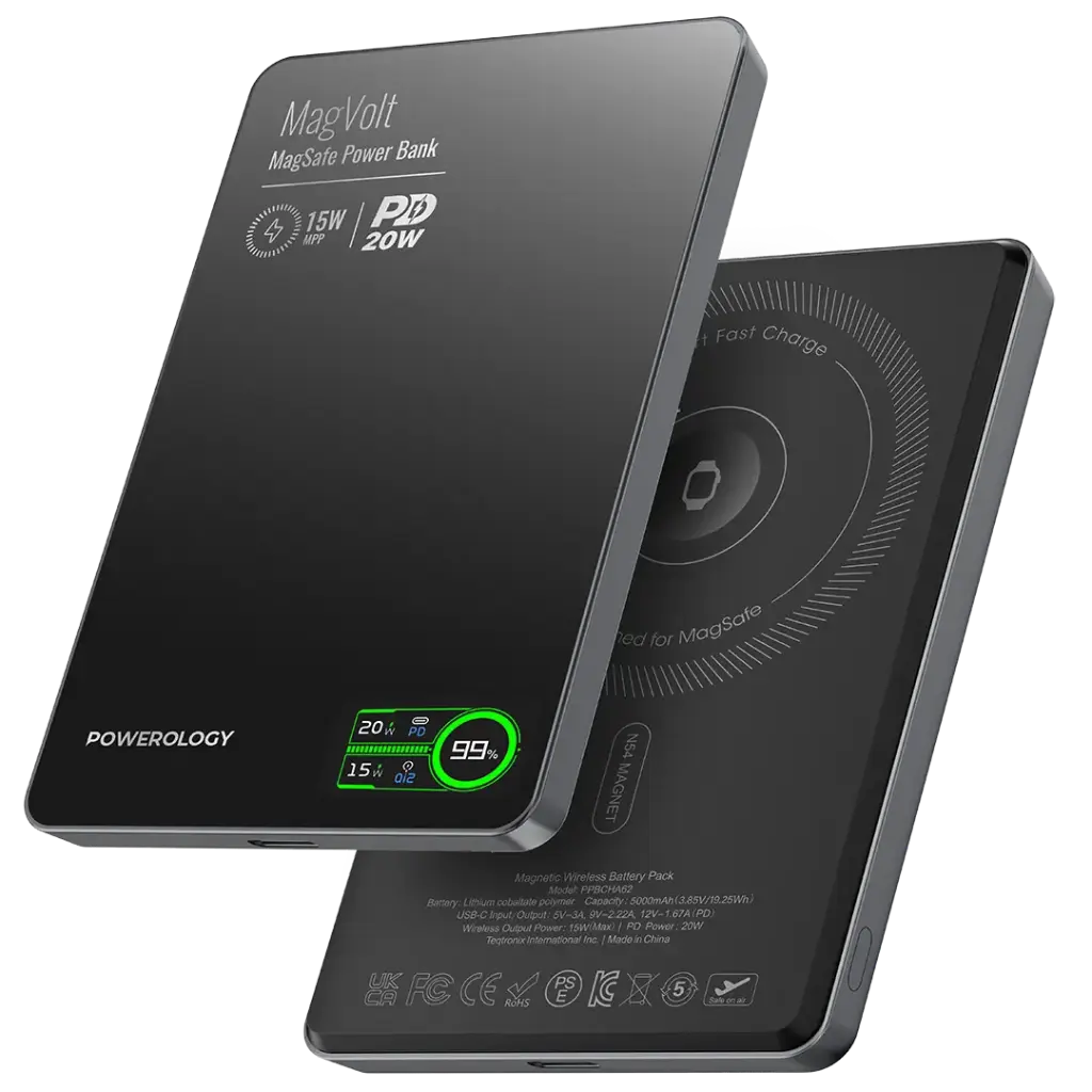 Powerology MagVolt 5000mAh Magnetic Power Bank - Black