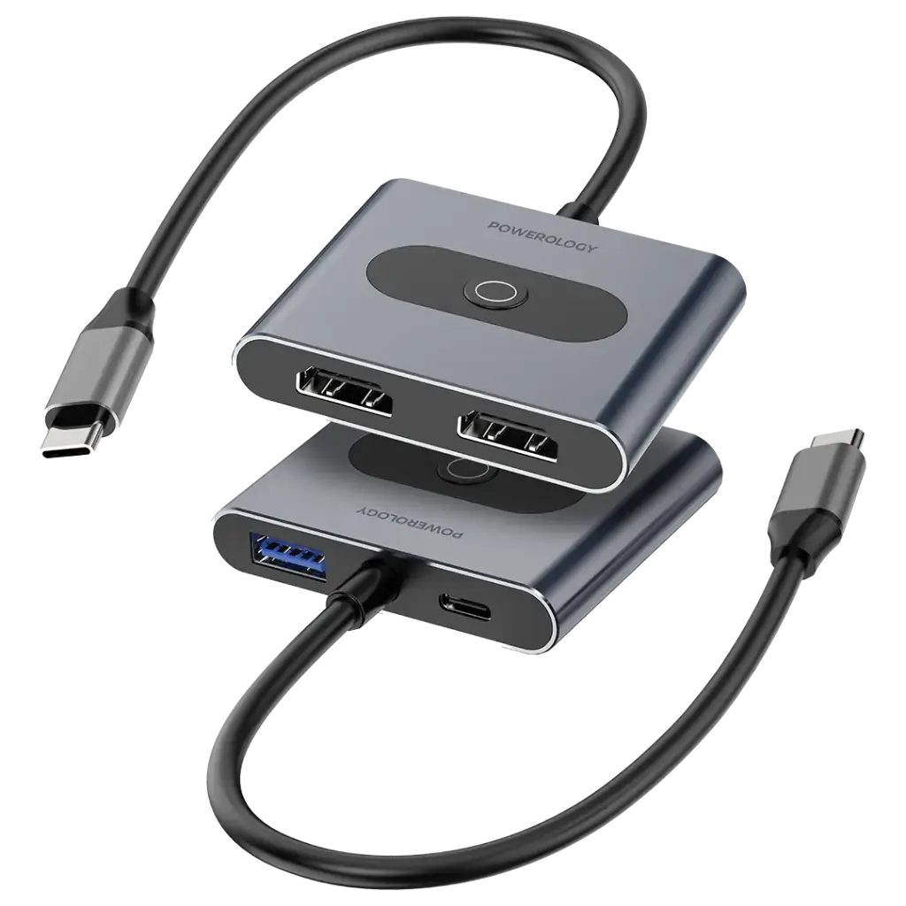 Powerology 4-In-1 USB-C Multi-Function Hub - Gray