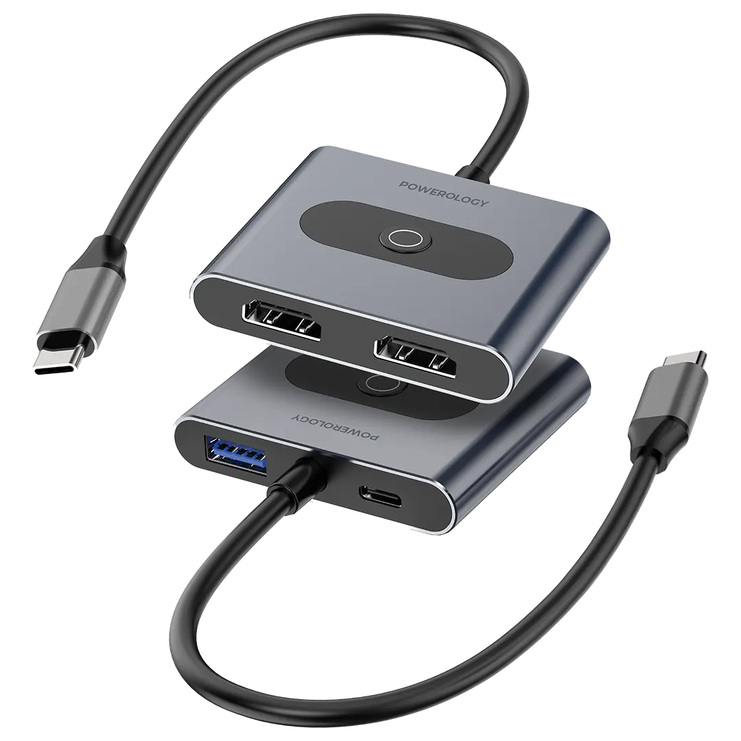 Powerology 4-In-1 USB-C Multi-Function Hub - Gray