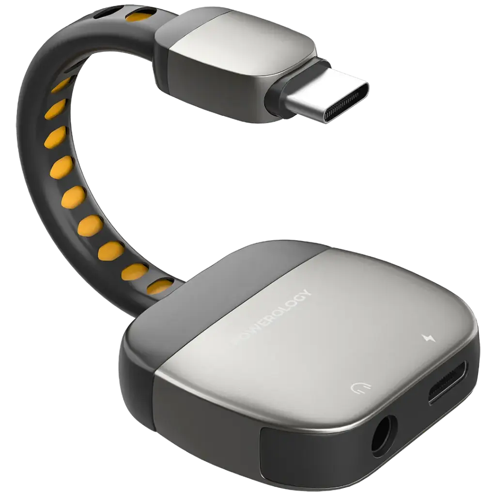 Powerology 2-IN-1 Adapter Type-C to 3.5mm AUX - Gray