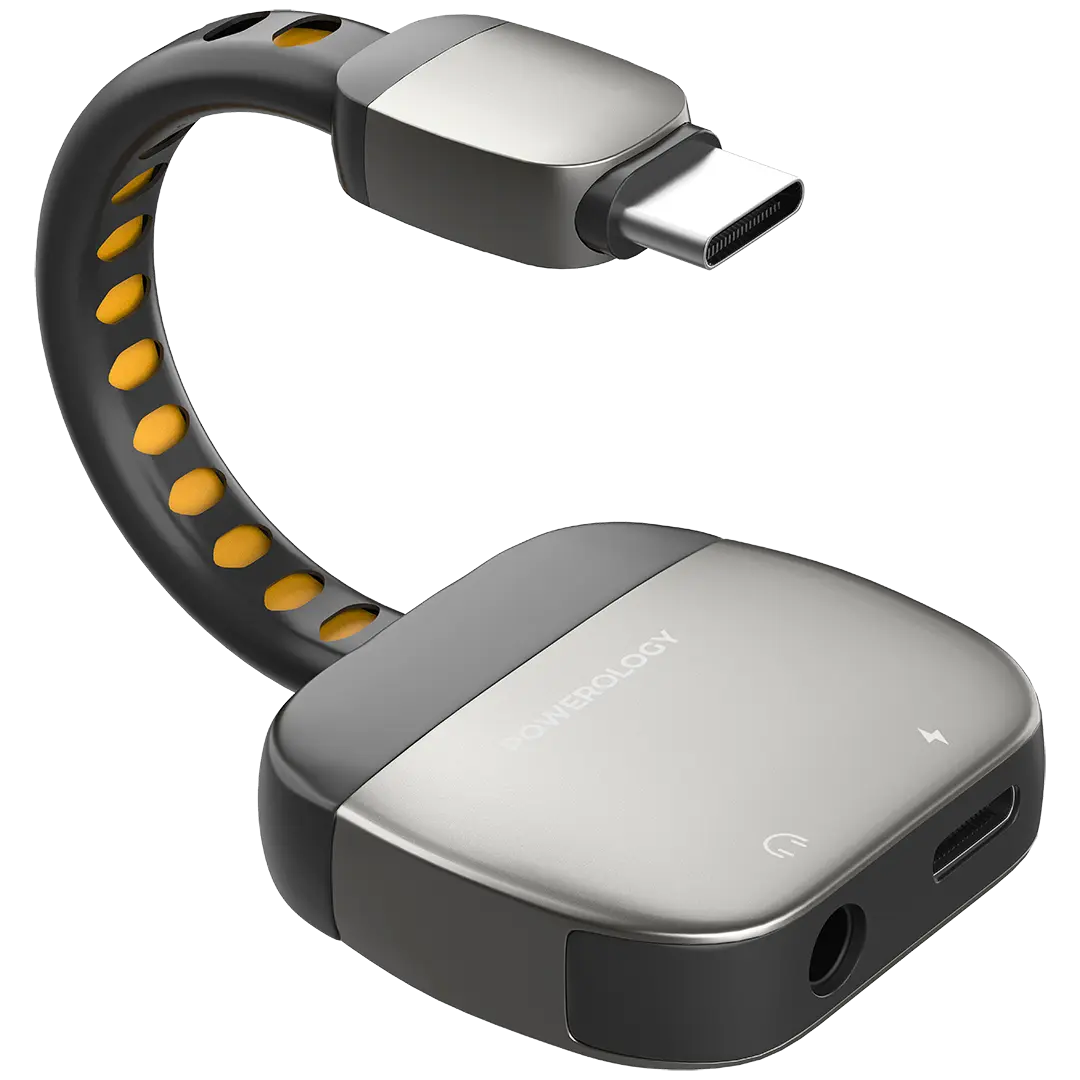 Powerology 2-IN-1 Adapter Type-C to 3.5mm AUX - Gray