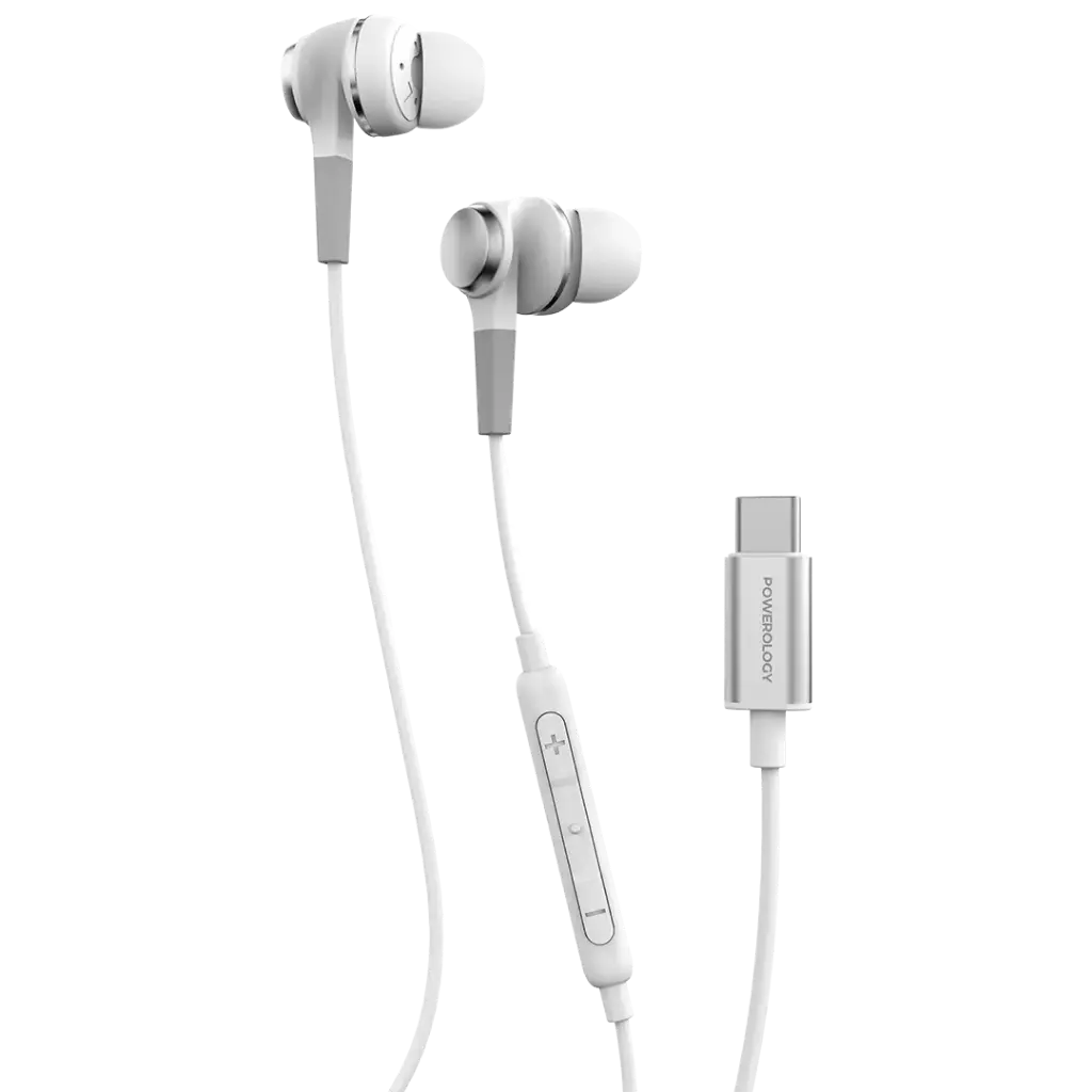 Powerology Type-C Stereo Earphones - White