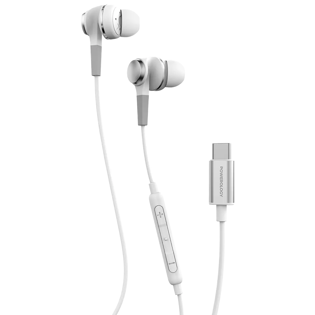 Powerology Type-C Stereo Earphones - White