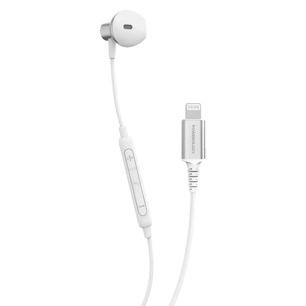 Powerology Lightning Mono Earphone for iPhone and iPad - White