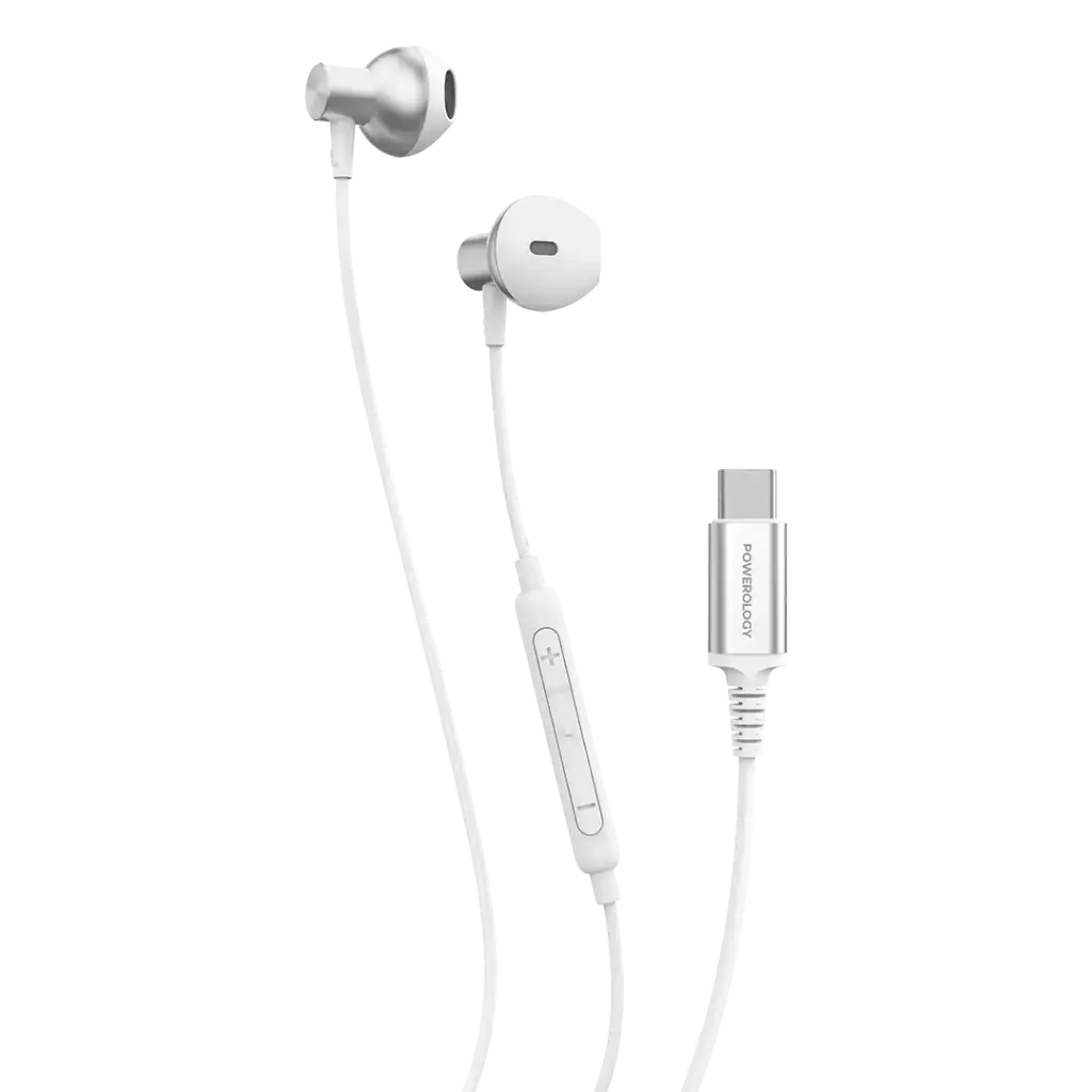 Powerology Type-C Stereo Earphones - White