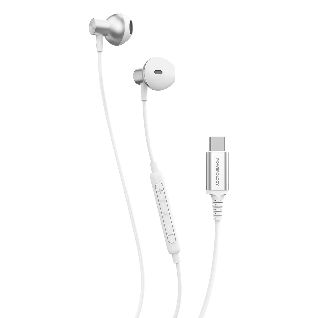 Powerology Type-C Stereo Earphones - White