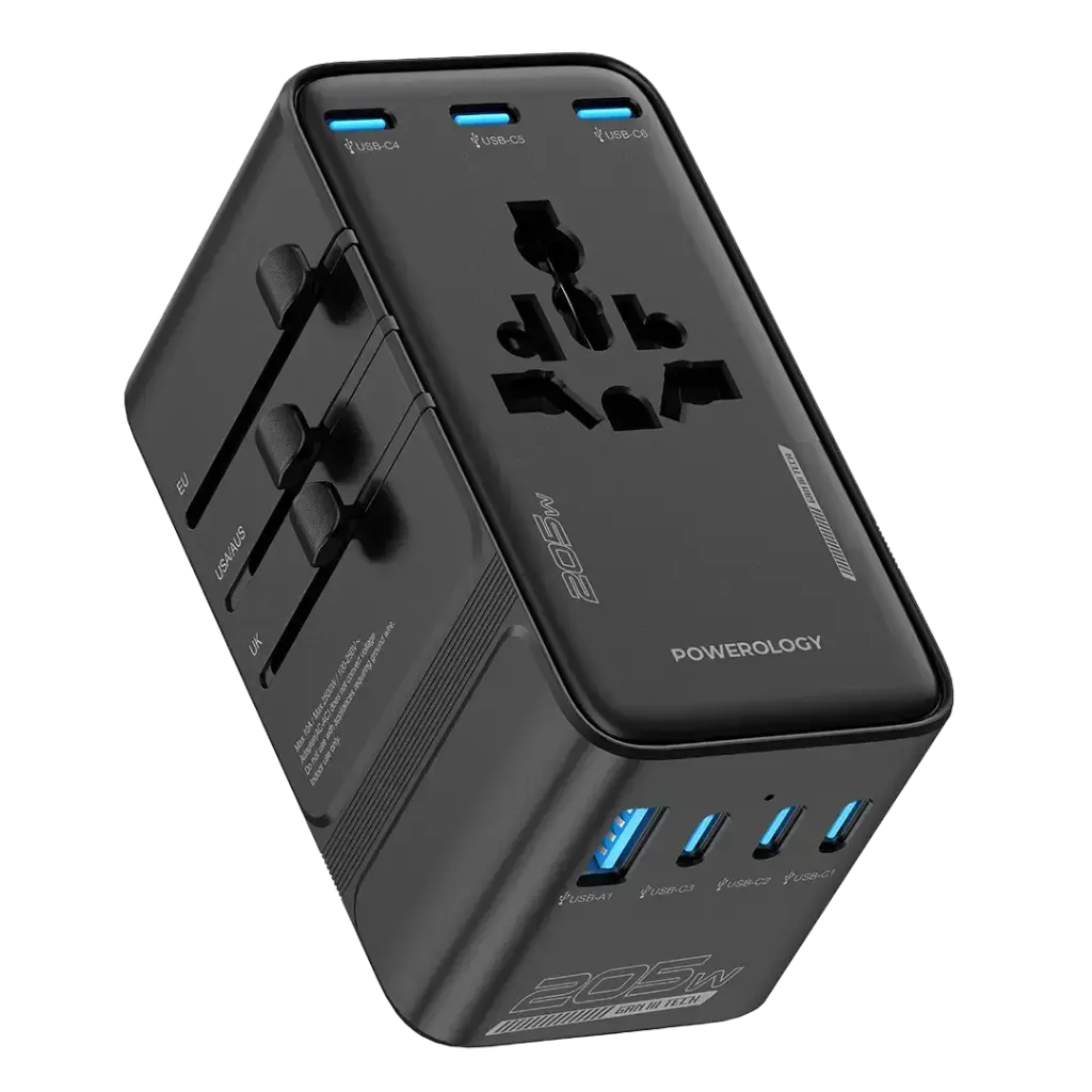 Powerology Spetrova GaN Multi-Port Universal Adapter - Black