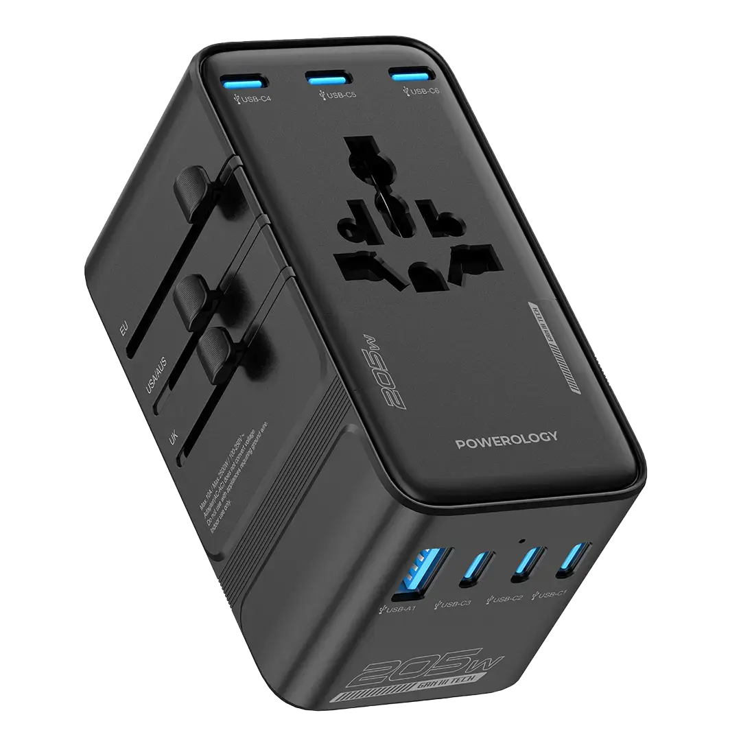 Powerology Spetrova GaN Multi-Port Universal Adapter - Black