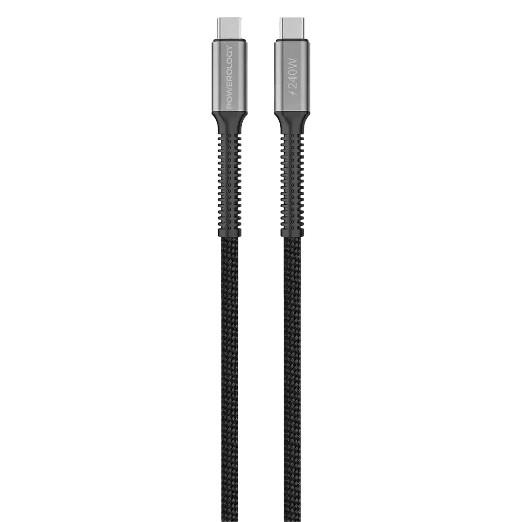 Powerology USB4 Braided USB-C to USB-C Cable - Black