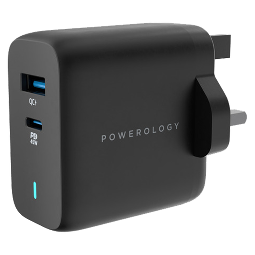 Powerology Dual Port Ultra-Quick GaN Charging Adapter