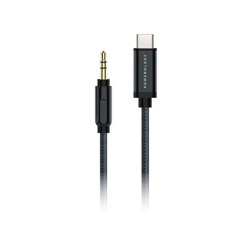 Powerology Braided Audio Type-C to 3.5mm AUX Cable - 1.2m / 4ft