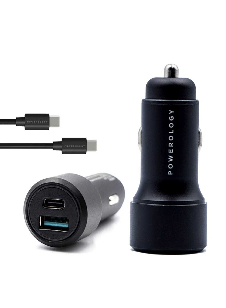 Powerology Ultra-Quick Car Charger with USB-C Cable