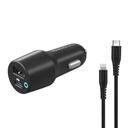 Powerology Dual Port USB Car Charger with USB-C to Lightning Cable
