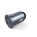 Powerology Dual USB-A Port Mini Car Charger for Two Devices Simultaneously, Quick Charging