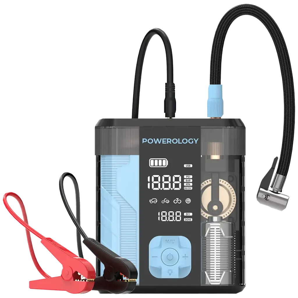 Powerology 3-In-1 Jump Starter & Tire Inflator - Black/Blue