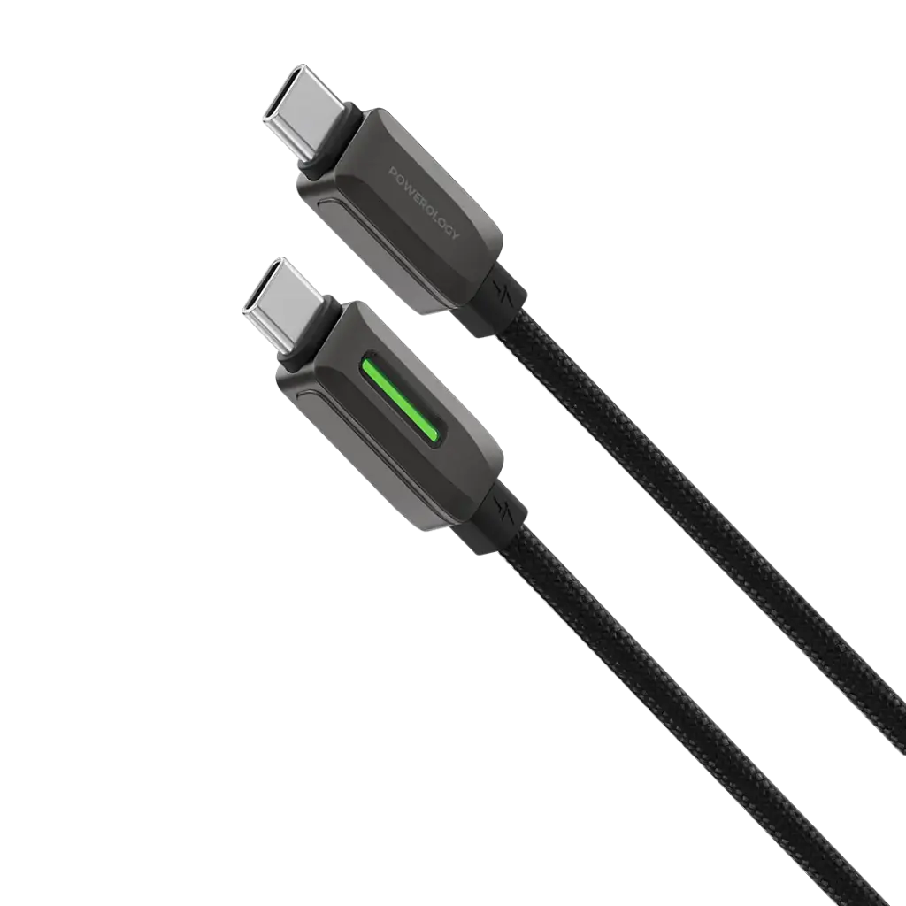 كابل باورولوجي 60W محبوك من USB-C إلى USB-C - أسود