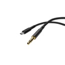 Powerology Braided Type-C to AUX 3.5mm Cable 1.2M - Black	