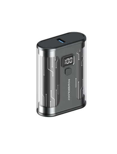 Powerology Crystalline Series Powerbank 10000mAh PD 35W - Transparent/Grey