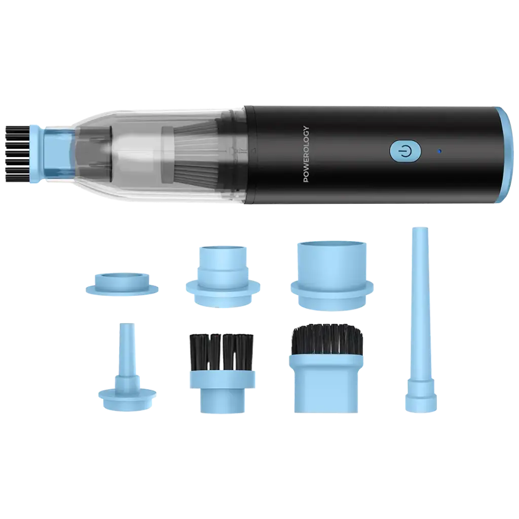 Powerology Turbovac 8-In-1 Handheld Vacuum & Air Duster - Black