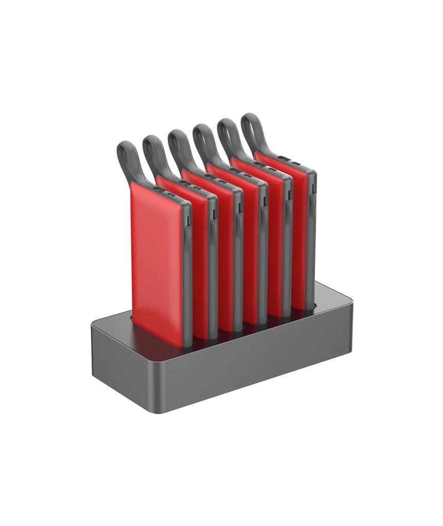 Powerology 6 in 1 10000mAh Power Bank Station with Built-in Lightning, Micro USB, Type-C Cable