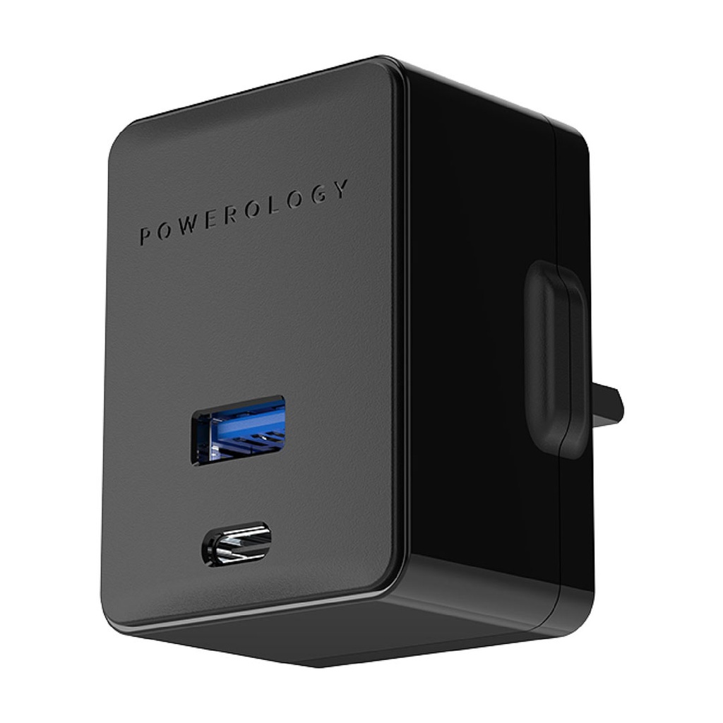 Powerology Dual Port Ultra-Quick PD Charger 36W - Black