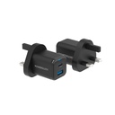 Powerology 35W PD QC 1xUSB-C 35W and 1xUSB-A 18W GaN Charger UK - Black