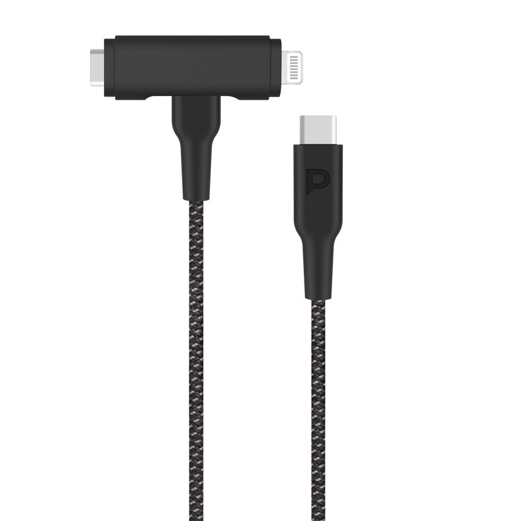Powerology MFI Braided Type-C to Type-C and Lightning 2in1 C94 Cable 1.2M