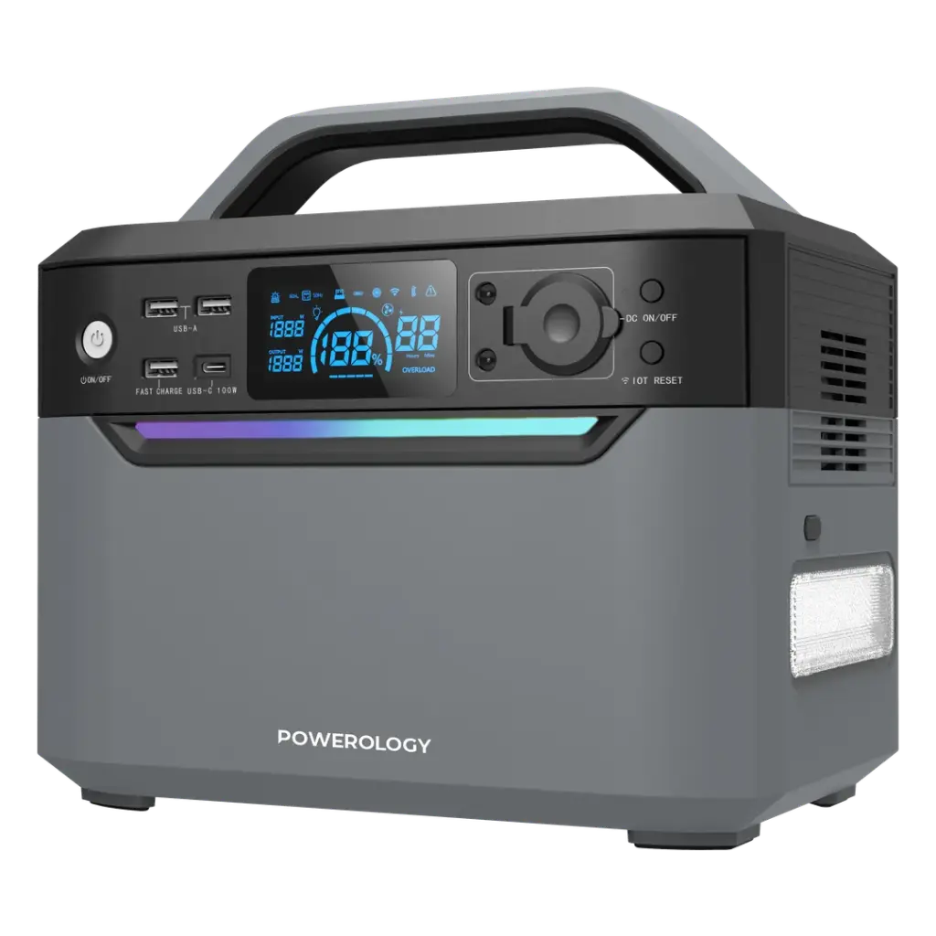 Powerology 120000mAh Portable Power Generator Fast Charging 384Wh 600W - Black 