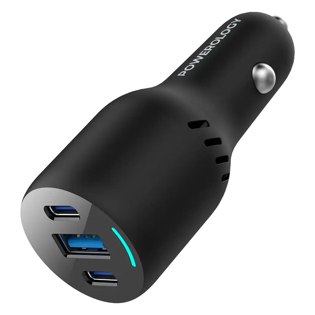 Powerology PD65W + PD20W + QC18W LED Triple Ports Car Charger - Black