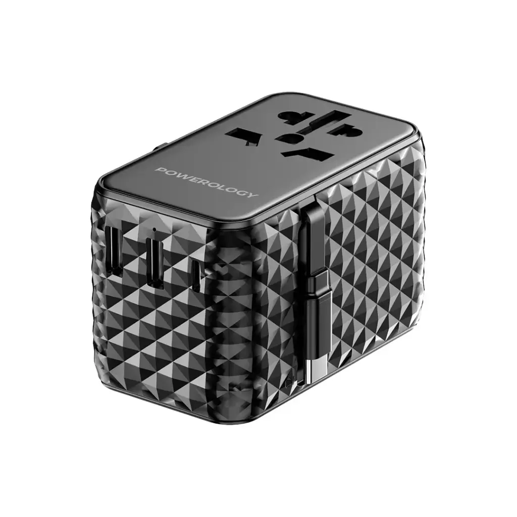 Powerology GaN Universal Charger Retractable Type-C Cable 