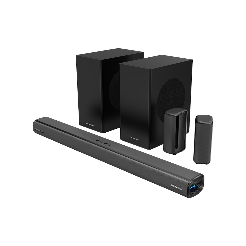 Powerology 5.2.4CH Dual Woofer Wireless Home Theater - Black