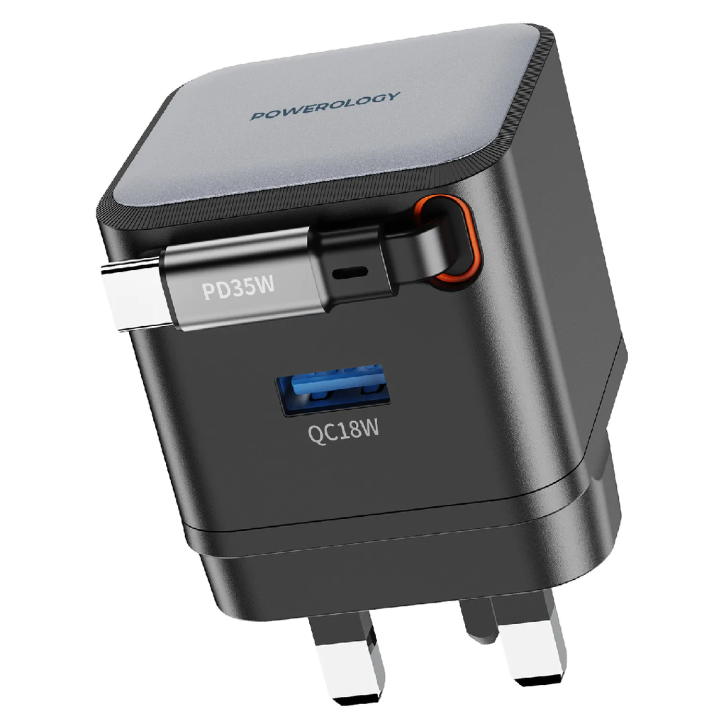 Powerology Single Output | Retractable GaN Charger
