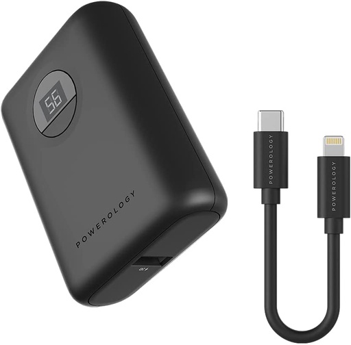 [PPBCHA04-BK-L] Powerology Power Bank 10000 mAh with MFi 0.9 m USB-C to Lightning Cable