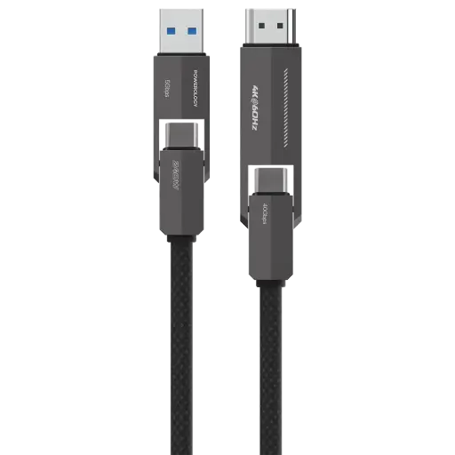 [PCAB034BK] Powerology Vion 4-In-1 Charging & Data Transfer Cable - Black