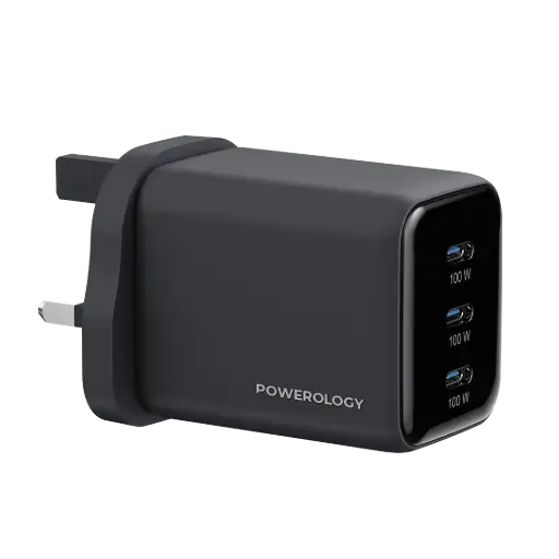 [PWP1910BK] Powerology Volt-X 100W Multi-Port Gan Wall Charger - Black