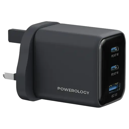 [PWP5467BK] Powerology Volt-X 67W Multi-Port Gan Wall Charger - Black