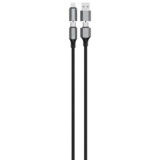 [PWMHZA240WBK] Powerology 4-In-1 Charging & Data Transfer Cable - Black