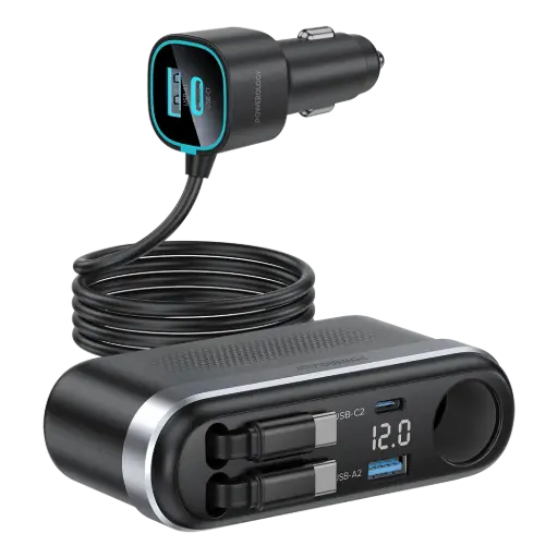 [PCCSR19BK] Powerology Currnex 60W Multi-Port Car Charger - Black
