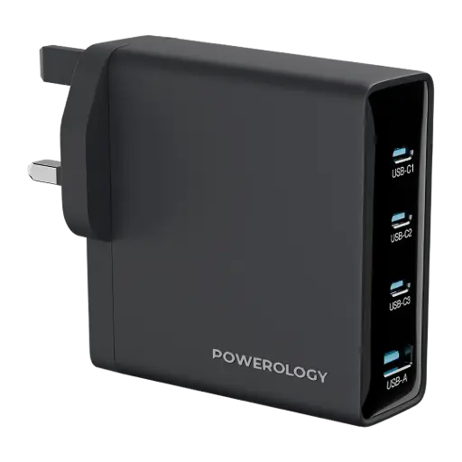 [PWTR407DBK] Powerology Volt-X 200W Multi-Port Gan Adapter - Black