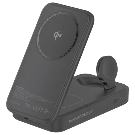 [PWM11QI2BK] باور بانك باورولوجي كيكفولت مع حامل شحن محمول – أسود
