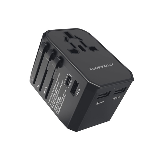 [P45PDUTVBK] Powerology Universal Multi-Port Travel Charger - Black