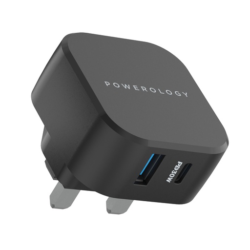 [PWCUQC002] Powerology Dual Port Fast Charger Power Delivery Charging Adapter