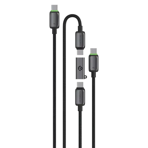 [PCAB37GY] Powerology Argos Dual USB-C Cables with Connector - Grey