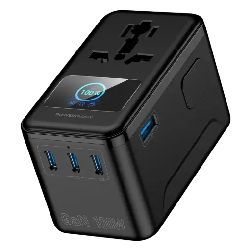 [PWCUQC071BK] Powerology Voltvoya GaN Travel Adapter - Black