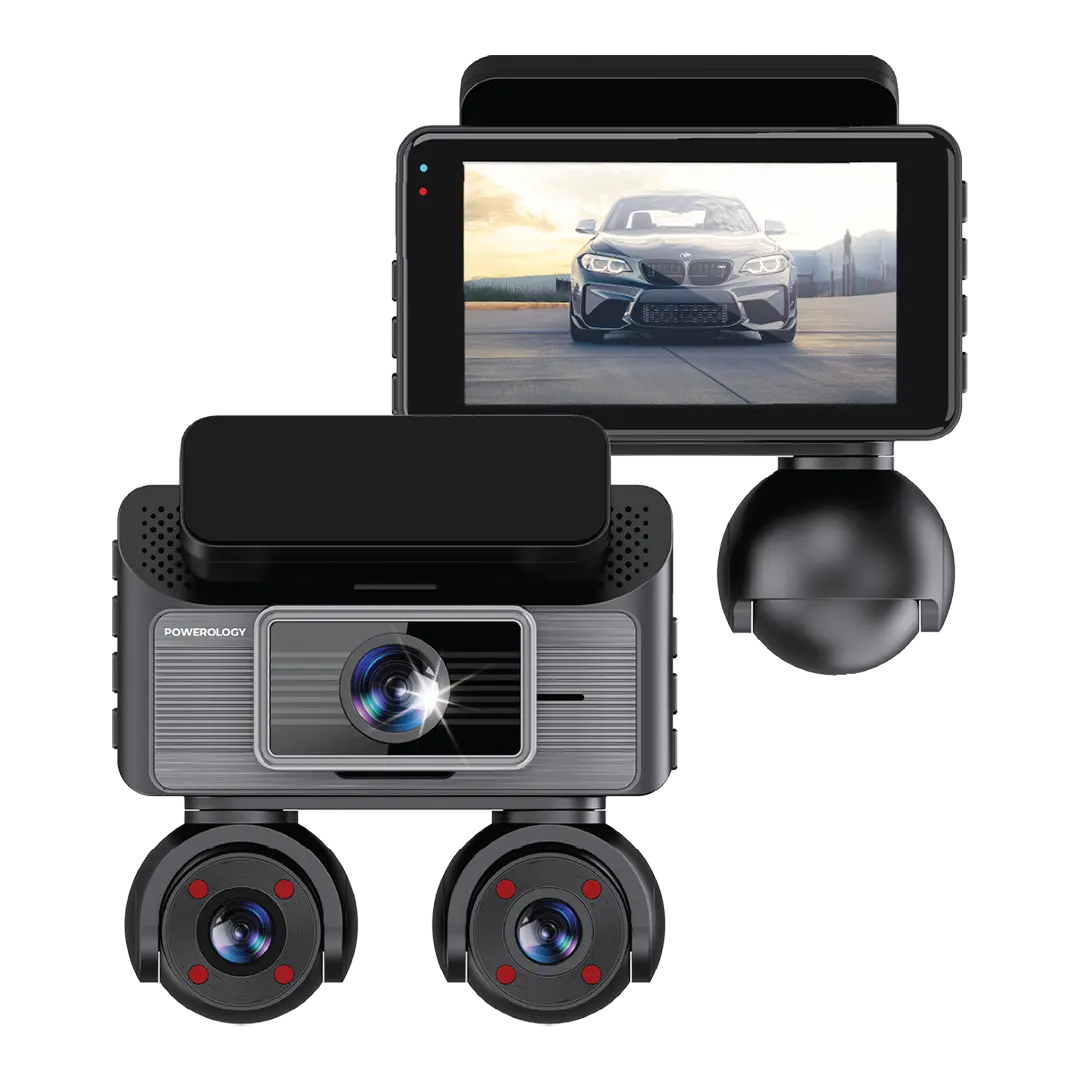 [PWCAM108BK] Powerology Sentra Dash Camera with 3 Lenses and Rear Camera - Black