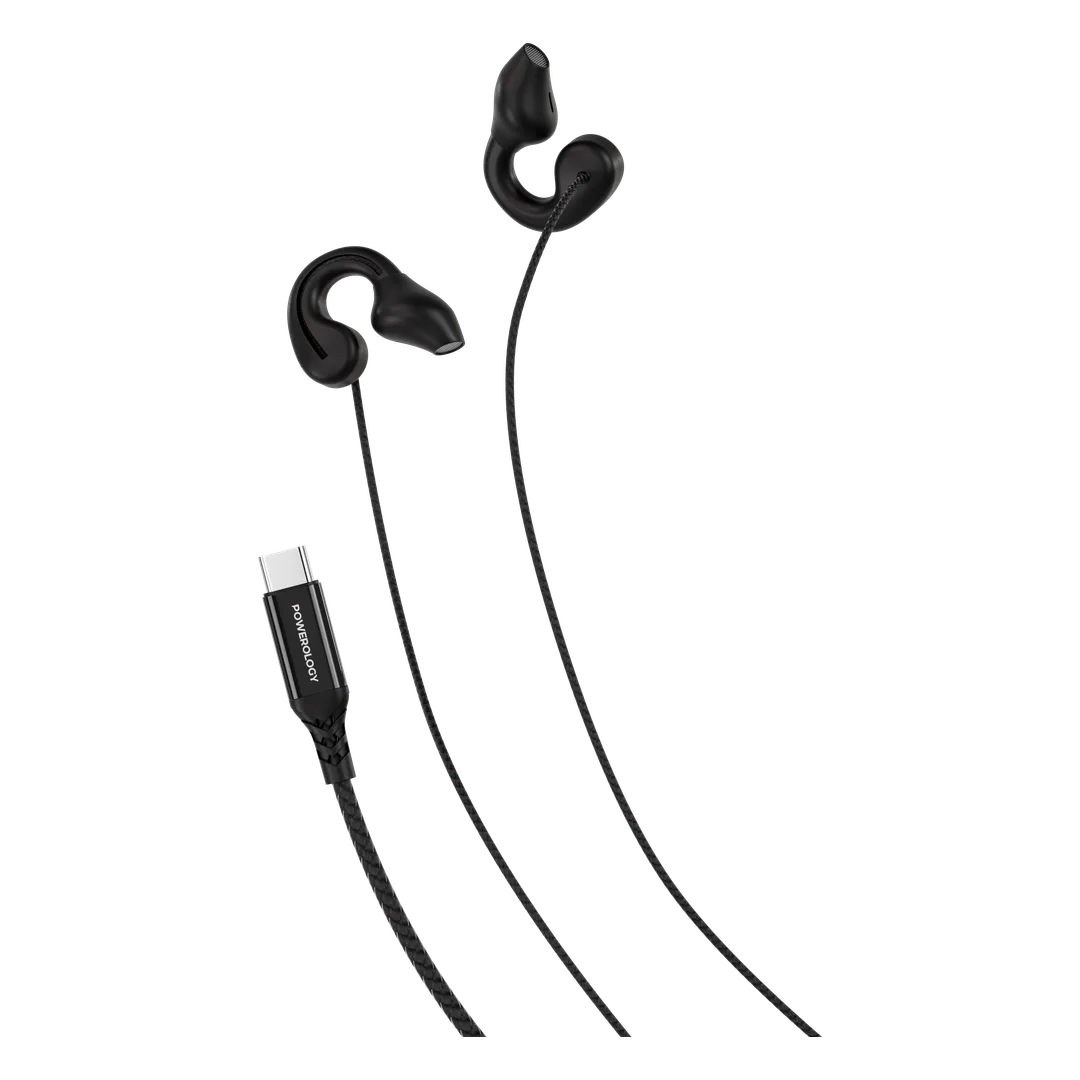 [PWCWES13BK] Powerology Voro Earhook USB-C Wired Earphones - Black